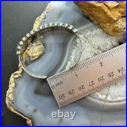 Vintage Native American Silver Turquoise Pettite Point Double Row Bracelet