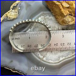 Vintage Native American Silver Turquoise Pettite Point Double Row Bracelet