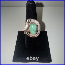 Vintage Native American Silver Turquoise Ring Size 8