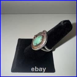 Vintage Native American Silver Turquoise Ring Size 8