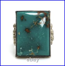 Vintage Native American Silver & Turquoise Ring, Size 8 1/2