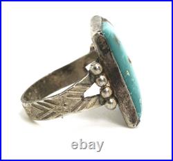 Vintage Native American Silver & Turquoise Ring, Size 8 1/2
