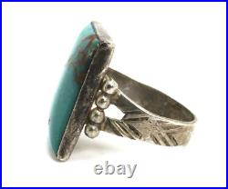 Vintage Native American Silver & Turquoise Ring, Size 8 1/2