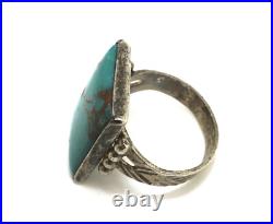 Vintage Native American Silver & Turquoise Ring, Size 8 1/2