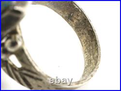 Vintage Native American Silver & Turquoise Ring, Size 8 1/2