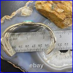 Vintage Native American Silver Turquoise Sandcast Bracelet For Women