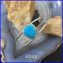 Vintage Native American Silver Turquoise Split Shank Bracelet For Women