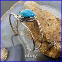 Vintage Native American Silver Turquoise Split Shank Bracelet For Women