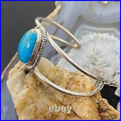 Vintage Native American Silver Turquoise Split Shank Bracelet For Women