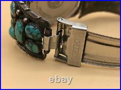 Vintage Native American Silver & Turquoise Watch Band Tips + Seiko Watch