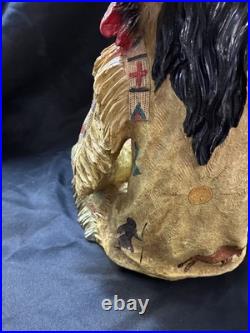 Vintage Native American Sitting Cross Legged Mid-Century 17 Inches Holding Gems