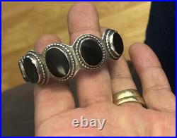 Vintage Native American Southwestern Black Onyx Sterling Silver Cuff Bracelet