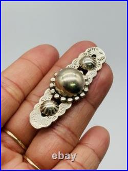 Vintage Native American Southwestern Concho Silver Bar Brooch Pin