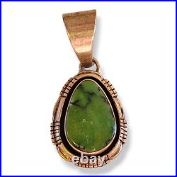 Vintage Native American Southwestern Green Turquoise Signed DB Pendant