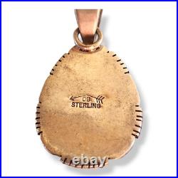 Vintage Native American Southwestern Green Turquoise Signed DB Pendant