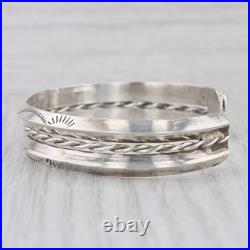 Vintage Native American Southwestern Stamped Cuff Bracelet Sterling Silver 6.75