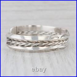 Vintage Native American Southwestern Stamped Cuff Bracelet Sterling Silver 6.75