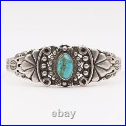 Vintage Native American Southwestern Sterling Silver Turquoise Cuff Bracelet