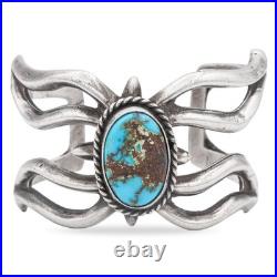 Vintage Native American Southwestern Sterling Silver Turquoise Cuff Bracelet