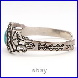 Vintage Native American Southwestern Sterling Silver Turquoise Cuff Bracelet