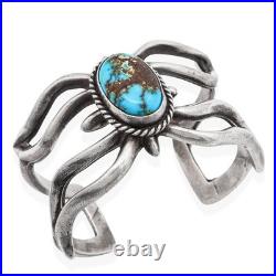 Vintage Native American Southwestern Sterling Silver Turquoise Cuff Bracelet