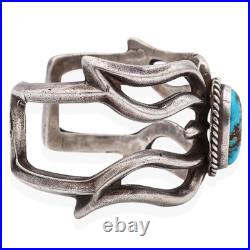 Vintage Native American Southwestern Sterling Silver Turquoise Cuff Bracelet