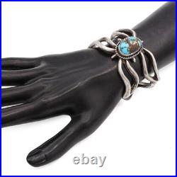 Vintage Native American Southwestern Sterling Silver Turquoise Cuff Bracelet