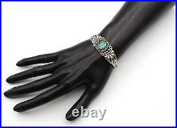 Vintage Native American Southwestern Sterling Silver Turquoise Cuff Bracelet