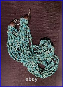 Vintage Native American Southwestern Turquoise 10S Necklace 27 Long 278 Grams