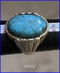 Vintage Native American Southwestern Turquoise Silver Ring