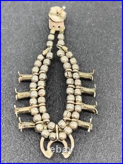 Vintage Native American Squash Blossom 925 Silver & Turquoise Earrings