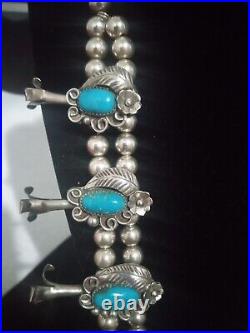 Vintage Native American Squash Blossom Necklace Hallmark AM
