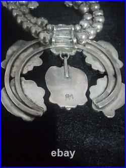 Vintage Native American Squash Blossom Necklace Hallmark AM
