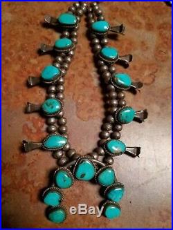 Vintage Native American Squash Blossom Necklace Silver