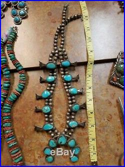 Vintage Native American Squash Blossom Necklace Silver