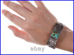 Vintage Native American Stamped sterling turquoise bracelet