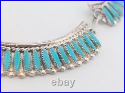 Vintage Native American Stan Lee, Navajo Petit Turquoise Sterling Necklace 15.5
