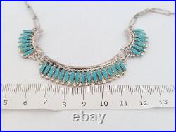 Vintage Native American Stan Lee, Navajo Petit Turquoise Sterling Necklace 15.5