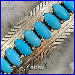 Vintage Native American Sterling 12 Turquoise Stamped Hair Barrette For Women