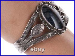 Vintage Native American Sterling Agate cuff bracelet