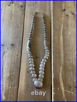 Vintage Native American Sterling Bead Necklace