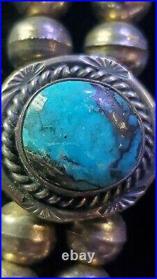 Vintage Native American Sterling Bisbee Turquoise Squash Blossom