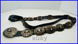 Vintage Native American Sterling CL Belt with white and Blue Stones