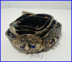 Vintage Native American Sterling CL Belt with white and Blue Stones Vintage Native American Sterling CL Belt with white and Blue Stones