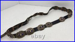 Vintage Native American Sterling CL Belt with white and Blue Stones Vintage Native American Sterling CL Belt with white and Blue Stones