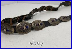 Vintage Native American Sterling CL Belt with white and Blue Stones Vintage Native American Sterling CL Belt with white and Blue Stones