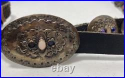 Vintage Native American Sterling CL Belt with white and Blue Stones Vintage Native American Sterling CL Belt with white and Blue Stones