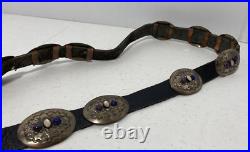 Vintage Native American Sterling CL Belt with white and Blue Stones