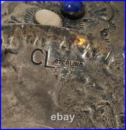 Vintage Native American Sterling CL Belt with white and Blue Stones