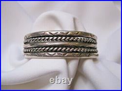 Vintage Native American Sterling Cuff Bracelet Classic Design & Hand Stamped